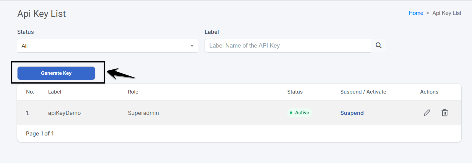 apikey generate button
