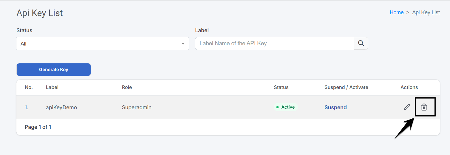 apikeylist delete button